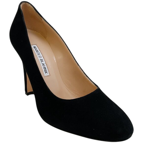 Manolo Blahnik Black Suede Verin 105 Pumps